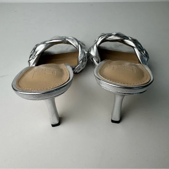 Marc Fisher leather Silver Woven Heeled sandals - Picture 7 of 9